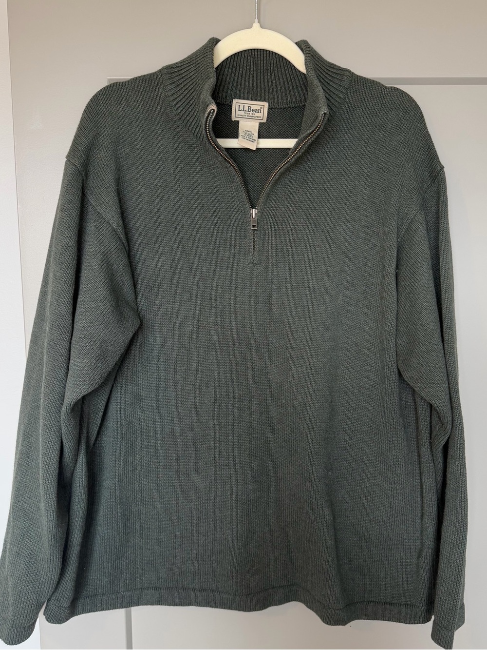 L.L. Bean Men’s Half-Zip Sweater in Olive Green